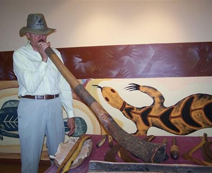 Lynn trying the didgeridoo, too