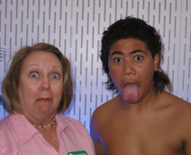 Gwenn Chism with Maori boy