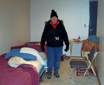 Sherri, in 4 layers of clothing, headed out to see the prairie chickens