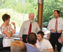 County commissioners Tim Norton & Karl Peterjohn address the group