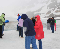 Walking on a glacier