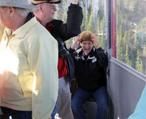 This is the way Lottie rides trams and gondolas.